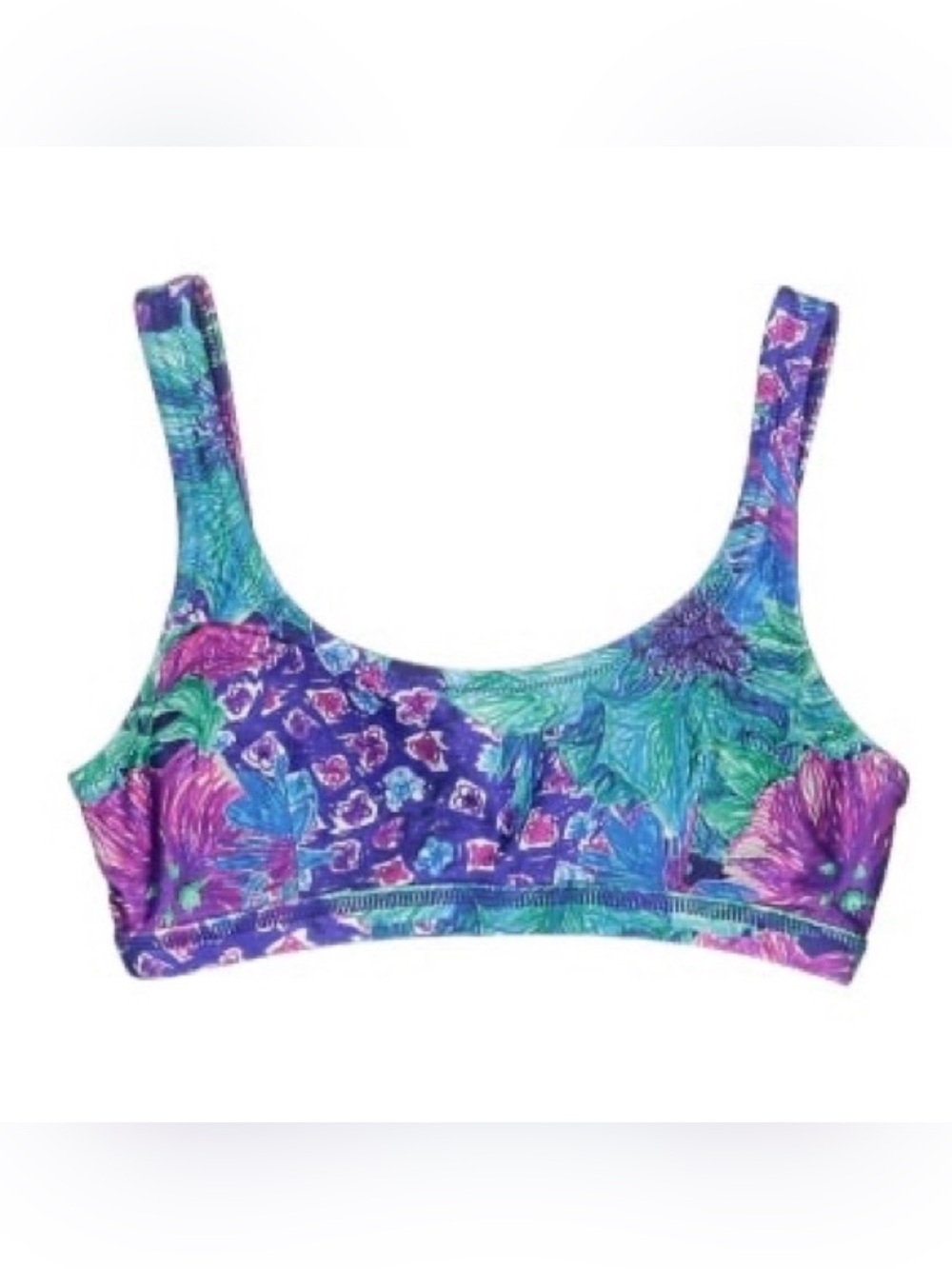 Born Primitive Floral Bikini Top Sz M All Over Print Beachy Sporty Logo